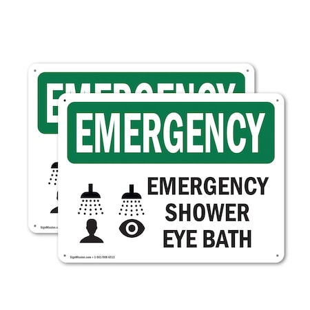 Signmission Shower Eye Bath, 10 in W x Rectangle, Aluminum OS-2PACK-EM-A-710-L-10314
